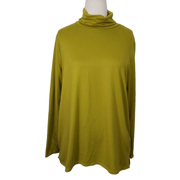 89th + Madison Turtleneck Shirt Top Mustard Yellow Stretch Long Sleeve Womens XL - Picture 1 of 11